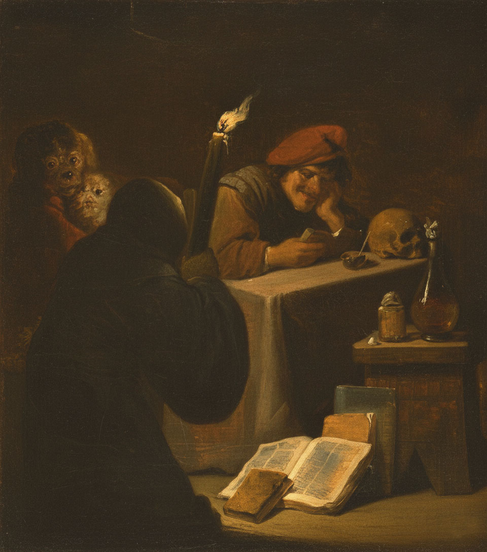 L’évocation ou la lecture diabolique, par David Teniers le Jeune. Musée des Beaux-Arts de Bordeaux