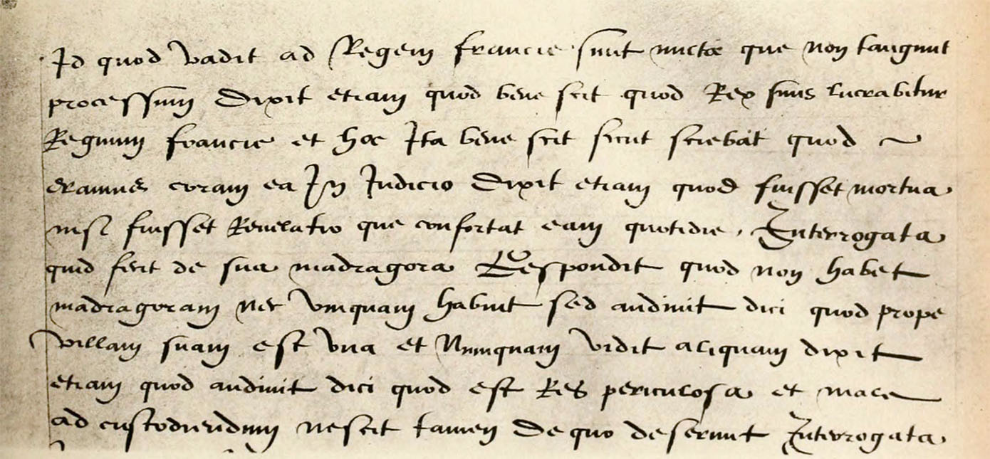 Fac-similé du Ms. du Procès de condamnation de Jeanne d'Arc (Urfé). Bibl. nat., Ms. latin 8838 : (b) écriture du XVIe siècle (p. 16)
