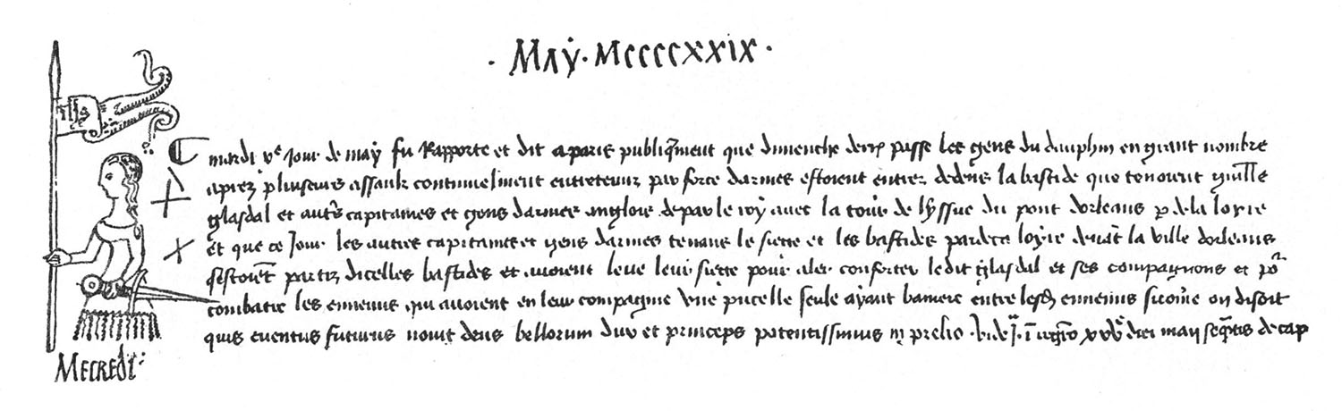 Dessin de la Pucelle, par le greffier du Parlement de Paris