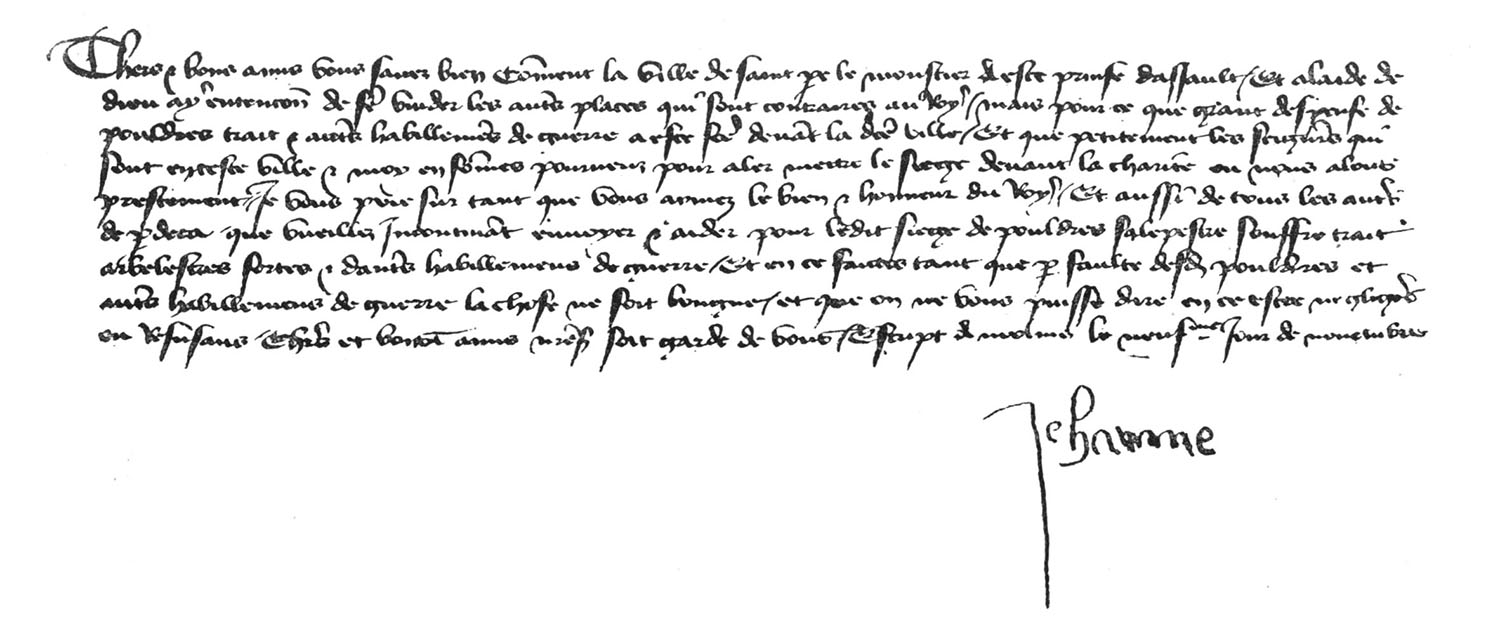 Lettre de Jeanne d’Arc aux habitants de Riom