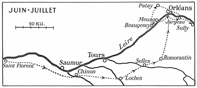 Itinéraire de Jeanne, campagne de la Loire, juin-juillet 1429