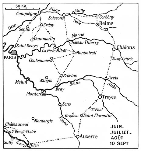Itinéraire de Jeanne, chevauchée vers Reims, assaut de Paris (juin-juillet-août-septembre 1429)