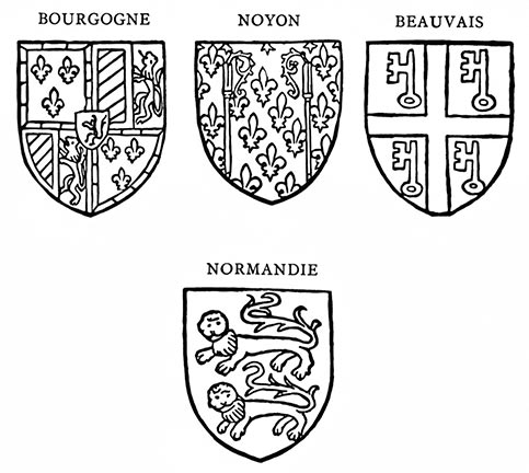 Armes de Bourgogne, de Noyon, de Beauvais et de Normandie