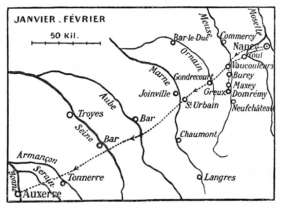 Itinéraire de Jeanne, de Vaucouleurs à Auxerre (janvier-février 1429)