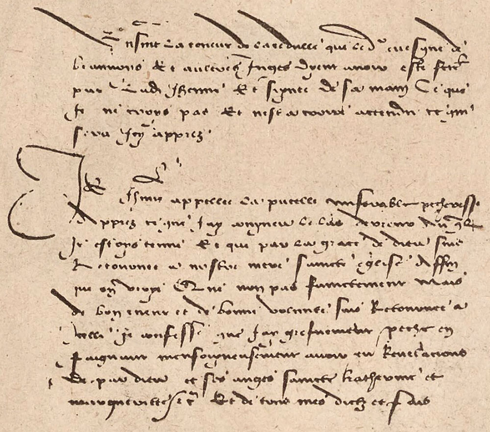 Reproduction de la cédule d'abjuration du manuscrit 518 d’Orléans