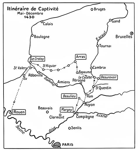 Itinéraire de Jeanne en captivité, mai-décembre 1430