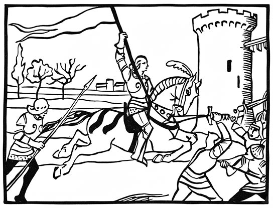 Jeanne lors d'une action contre Pont-l’Évêque (sur-l’Oise)