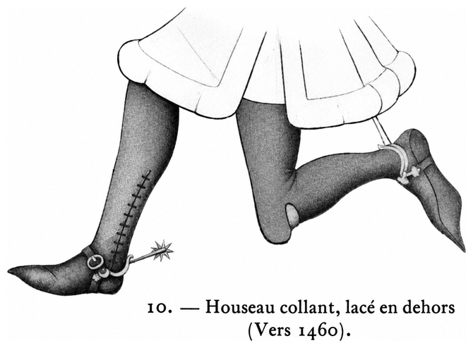 Houseau collant, lacé en dehors (vers 1460)