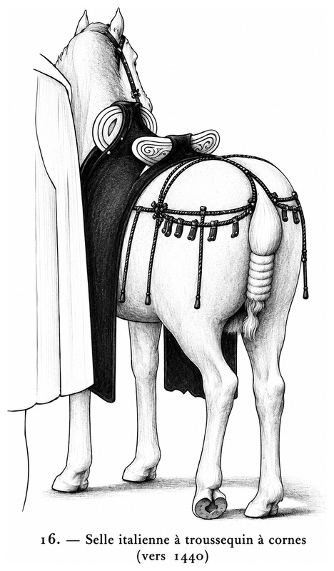 Selle italienne à troussequin à cornes (vers 1440)
