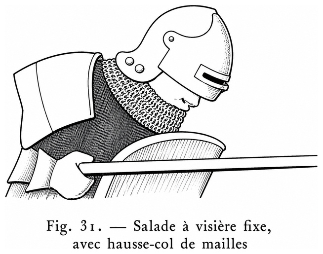 Salade à visière fixe, avec hausse-col de mailles