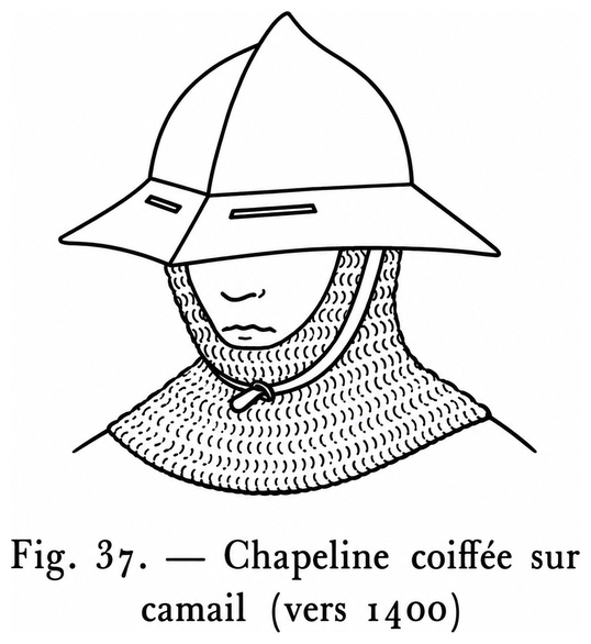 Chapeline coiffée sur camail (vers 1400)