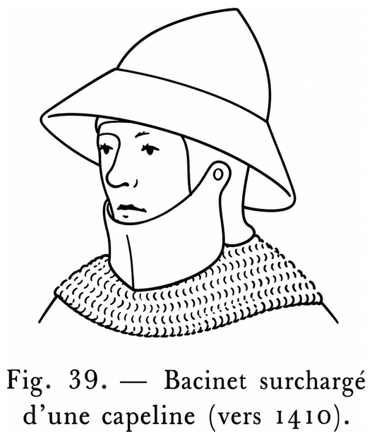 Bassinet surchargé d’une capeline (vers 1410)