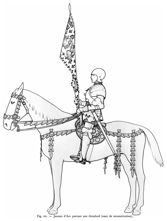 Jeanne d’Arc portant son étendard (essai de reconstitution)