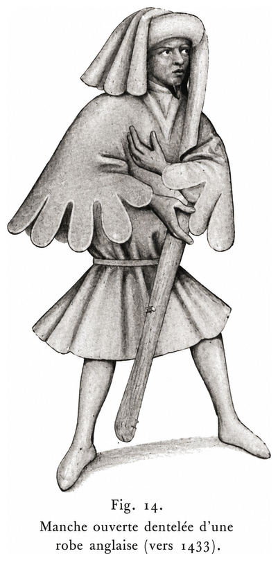 Manche ouverte dentelée d’une robe anglaise (vers 1433)
