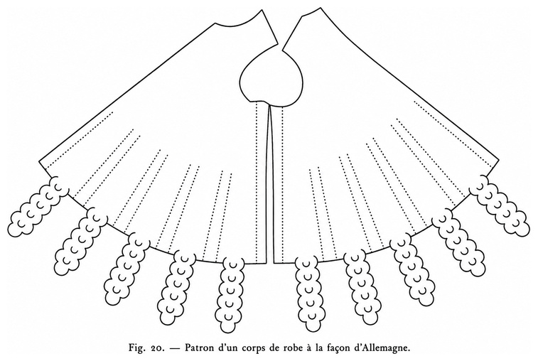 Bas de robe découpé en grandes dents arrondies (vers 1433)