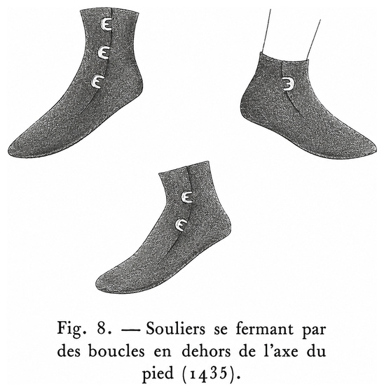 Souliers se fermant par des boucles en dehors de l’axe du pied (1435)