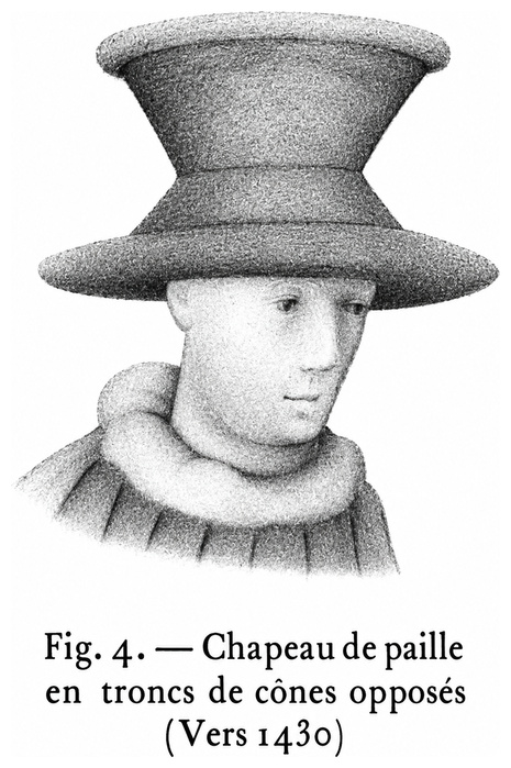 Chapeau de paille en troncs de cônes opposés (vers 1430)