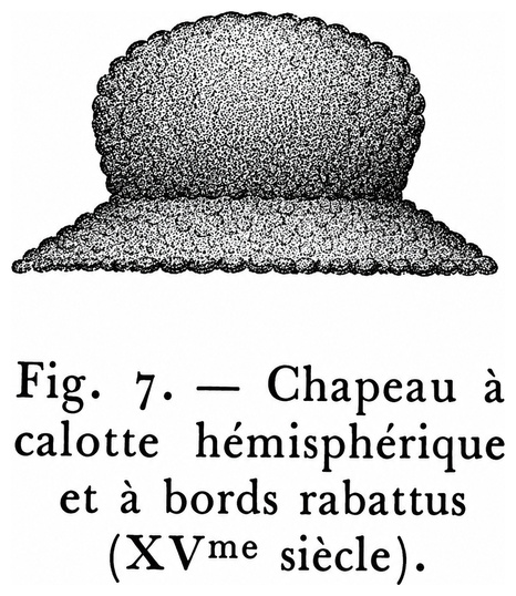 Chapeau à calotte hémisphérique et à bords rabattus (XVe siècle)