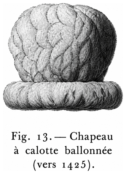 Chapeau à calotte ballonnée (vers 1475)