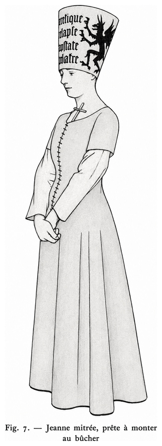 Jeanne mitrée, prête à monter au bûcher