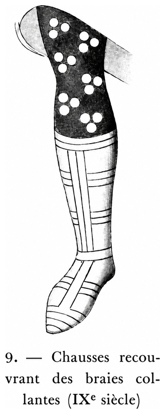 Chausses recouvrant des braies collantes (IXe siècle)