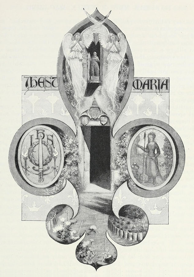 Ornement sur la maison natale de Jeanne : Mark Twain, Jeanne d'Arc, illustration de Frank DuMond, 1895