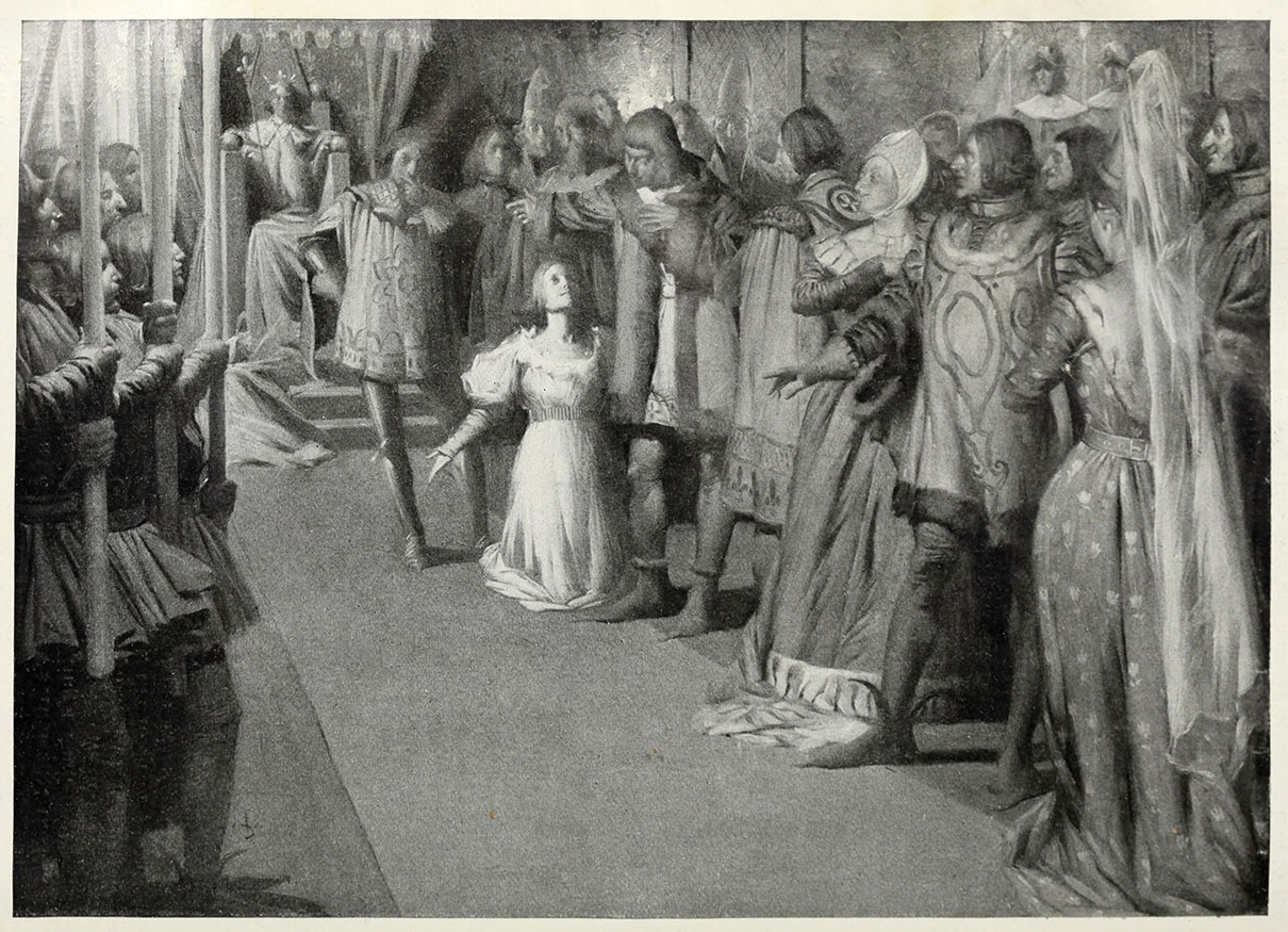 Jeanne reconnaît le roi : Mark Twain, Jeanne d'Arc, illustration de Frank DuMond, 1895