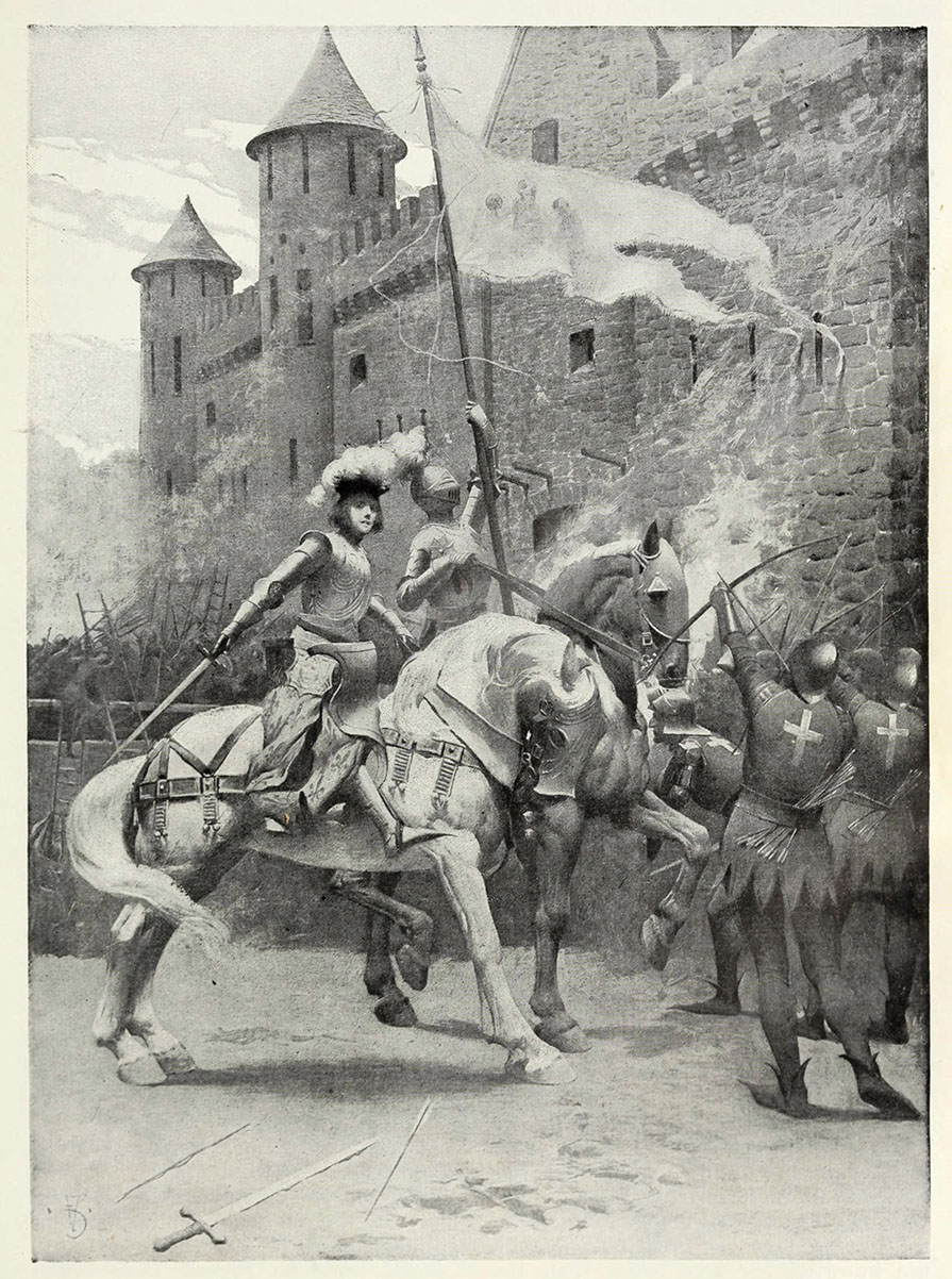 La prise des Tourelles : Mark Twain, Jeanne d'Arc, illustration de Frank DuMond, 1895
