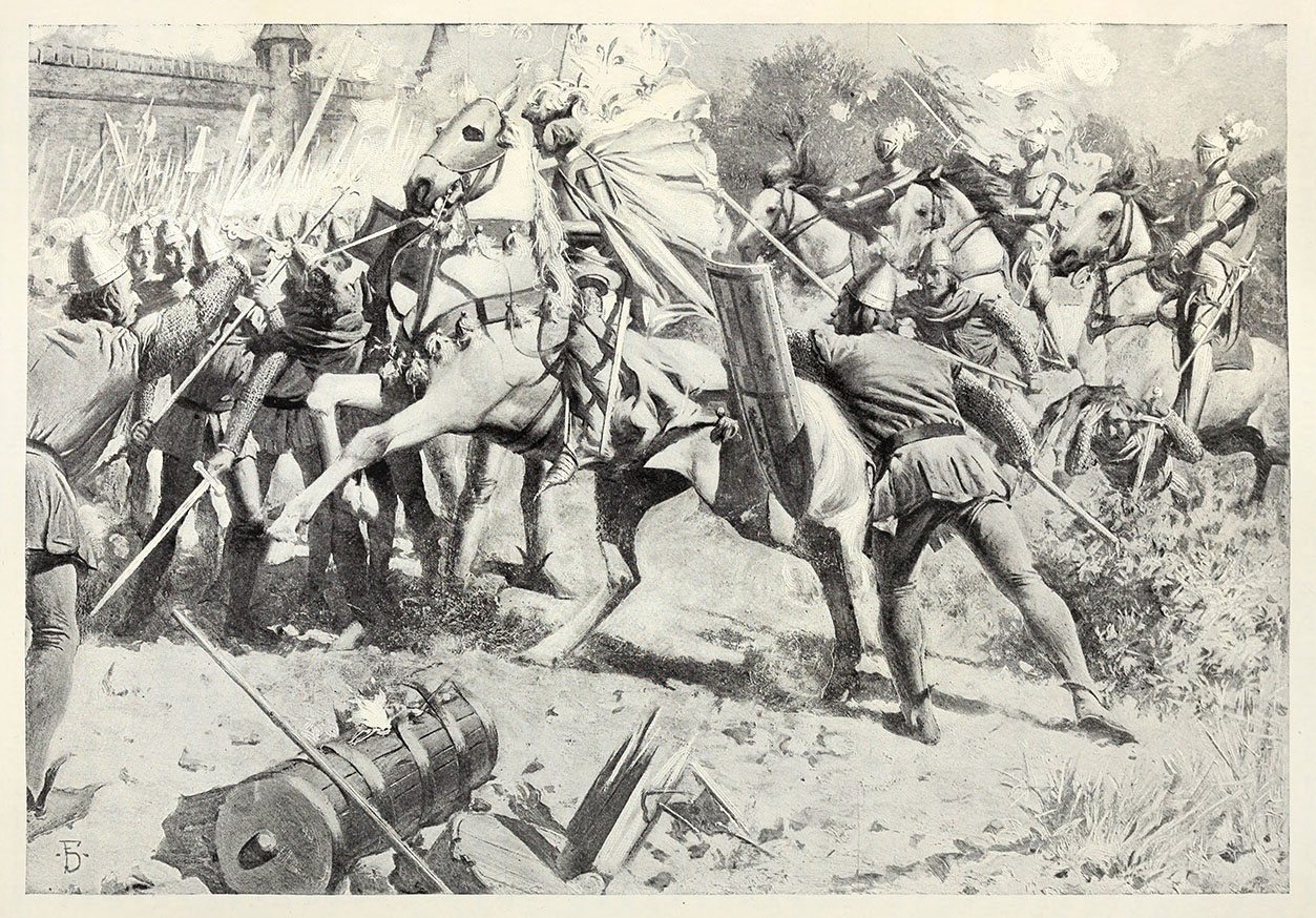 La capture de Jeanne à Compiègne : Mark Twain, Jeanne d'Arc, illustration de Frank DuMond, 1895