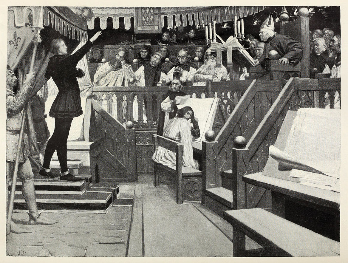 Le procès de Jeanne d’Arc : Mark Twain, Jeanne d'Arc, illustration de Frank DuMond, 1895