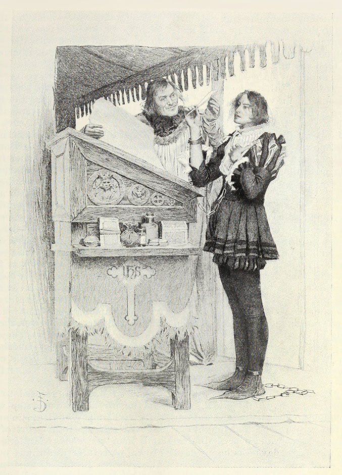 Jeanne signe son abjuration : Mark Twain, Jeanne d'Arc, illustration de Frank DuMond, 1895