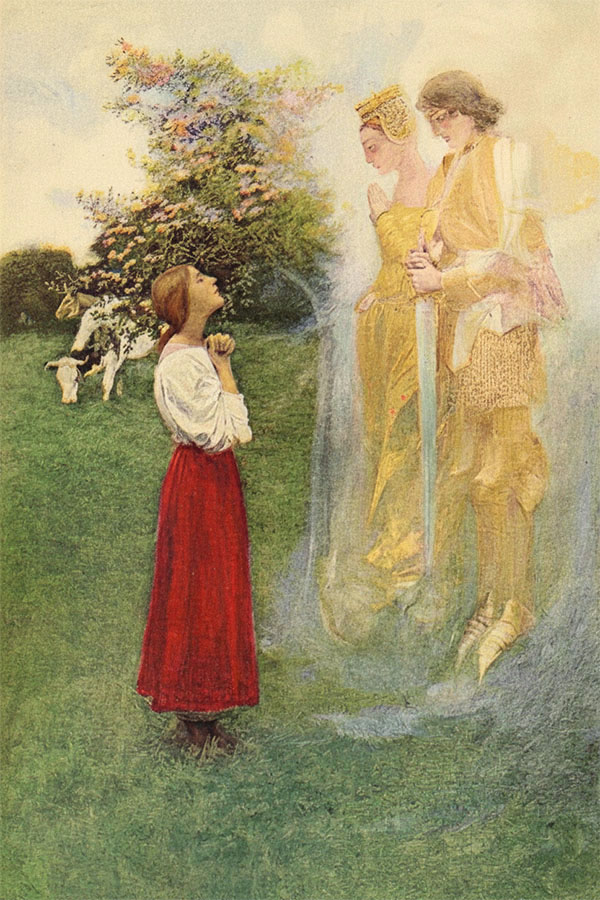 Elle croyait parler avec des anges : Mark Twain, Jeanne d'Arc, illustration de Howard Pyle, 1904