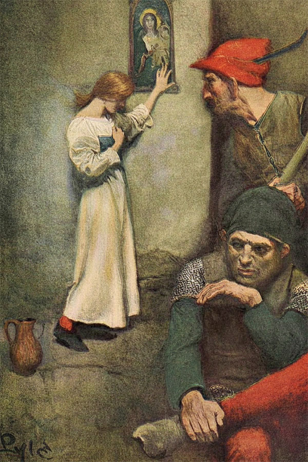 Gardée par des soudards anglais : Mark Twain, Jeanne d'Arc, illustration de Howard Pyle, 1904